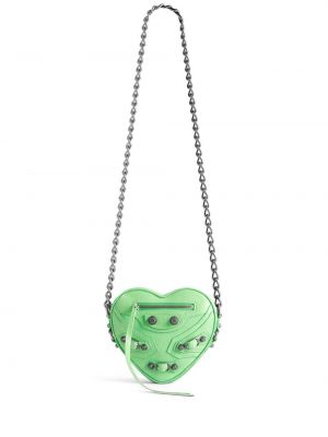 Crossbody kabelka so srdiečkami Balenciaga zelená