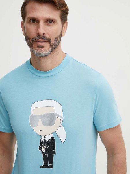 Pamut póló Karl Lagerfeld kék