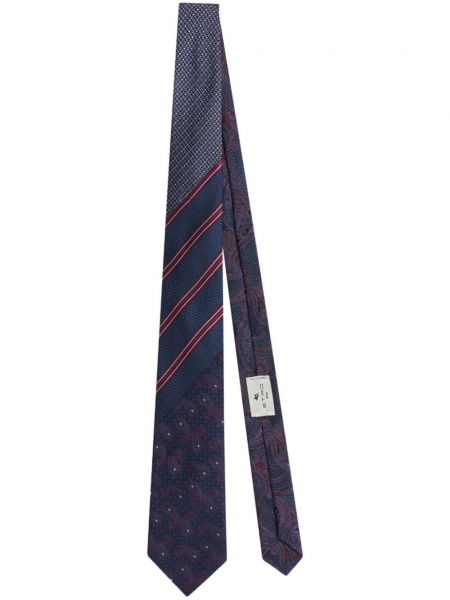 Копринена вратовръзка с принт с пейсли десен Etro синьо