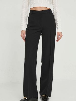 Jednobarevné kalhoty s vysokým pasem Sisley černé