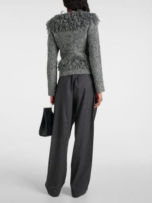 Maglione con frange di lana Jacques Wei grigio