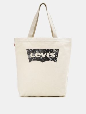 Bolso shopper de algodón con estampado Levi's blanco