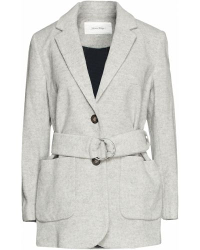 Американское шерстяное пальто винтажное American Vintage, серый