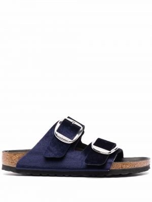 Spenne fløyel sandaler Birkenstock blå