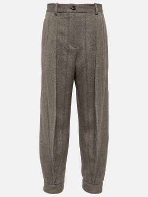 Παντελόνι με ίσιο πόδι κασμίρ με μοτίβο ψαροκόκαλο Loro Piana γκρι