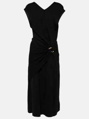Vlněné midi šaty Jil Sander černé