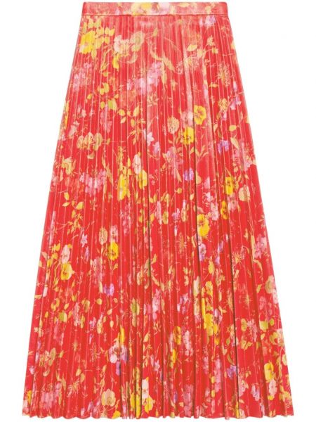 Kožna suknja s cvjetnim printom s printom Balenciaga crvena