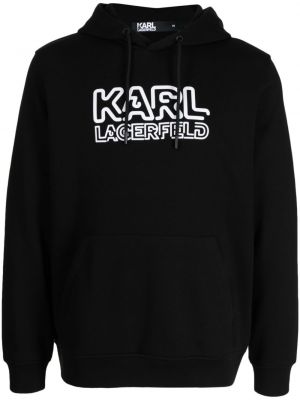 Mikina s kapucňou s potlačou Karl Lagerfeld čierna