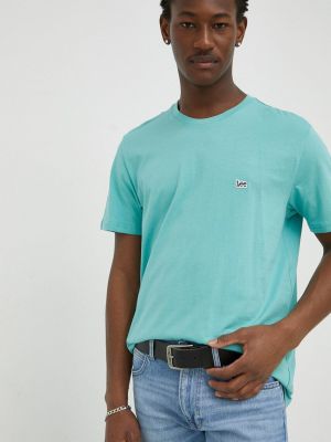 Памучна тениска с дълъг ръкав с апликация Lee зелено