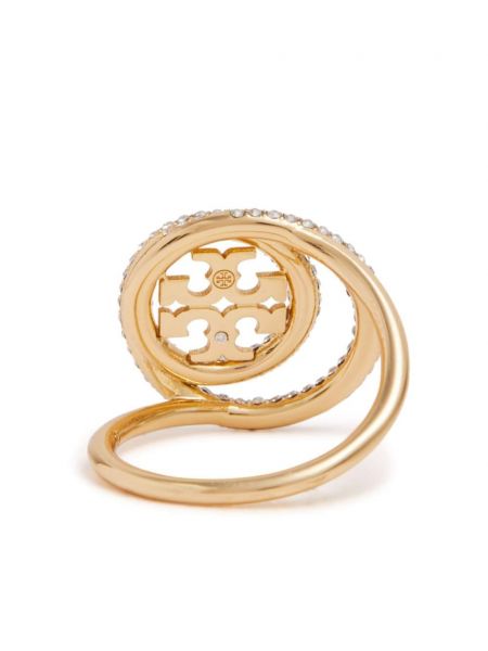 Žiedas su kristalais Tory Burch auksinė