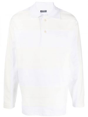 Поло тениска на райета Jacquemus бяло