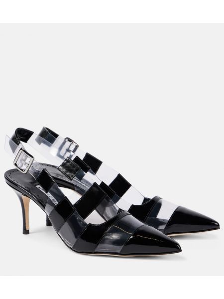 Slingback lakkskinn lær pumps Manolo Blahnik svart