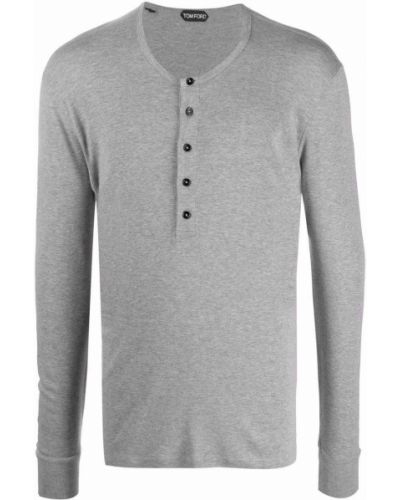 Camiseta con botones de cuello redondo Tom Ford gris