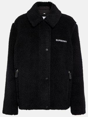 Fleece woll jacke mit stickerei Burberry schwarz