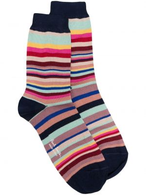 Чорапи на райета с принт Paul Smith синьо