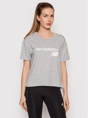 Tričko relaxed fit New Balance šedé