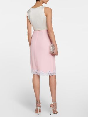 Krajkové midi sukně s vysokým pasem Christopher Kane růžové
