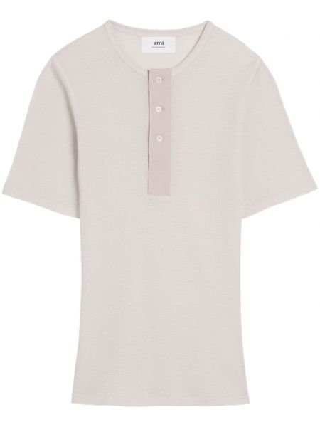 Βαμβακερή μπλούζα από ζέρσεϋ Ami Paris λευκό
