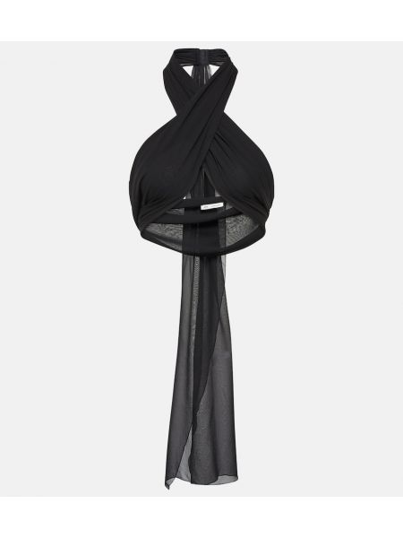 Drapovaná hedvábná podprsenka Ami Paris černá