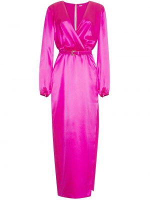 Копринена коктейлна рокля с v-образно деколте Adam Lippes розово