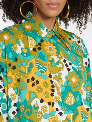 Svilena satenska srajca s cvetličnim vzorcem Dolce&gabbana