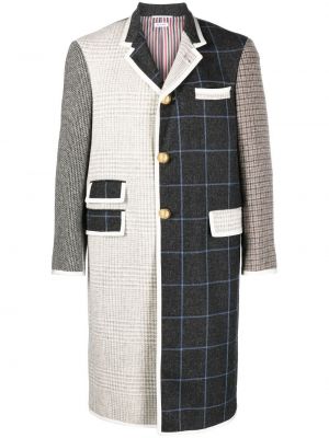 Manteau à simple boutonnage à boutons à carreaux Thom Browne gris