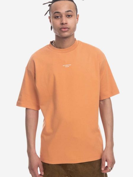 Koszulka bawełniana z nadrukiem Drole De Monsieur pomarańczowa