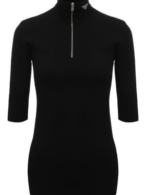 Шерстяной пуловер из вискозы Prada черный