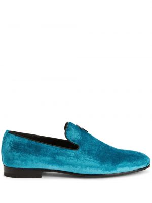 Aksamitne loafers wsuwane Giuseppe Zanotti niebieskie