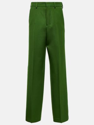 Vlněné kalhoty relaxed fit Ami Paris zelené