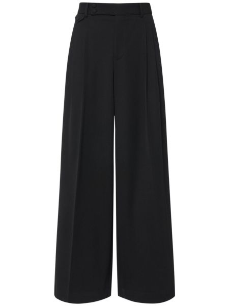 Πλισέ μάλλινο παντελόνι σε φαρδιά γραμμή Dolce & Gabbana μαύρο