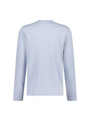 Camiseta de manga larga con bordado de algodón Ami Paris azul