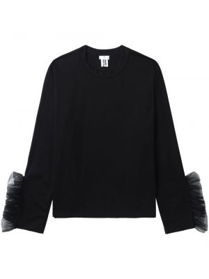 Sweter bawełniany z długim rękawem tiulowy Noir Kei Ninomiya - сzarny