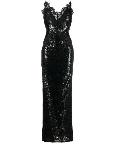 Sukienka wieczorowa z cekinami koronkowa Philipp Plein czarna