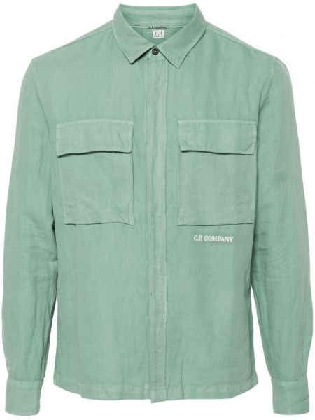 Garš krekls ar izšuvumiem C.p. Company zaļš