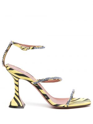 Sandale mit print mit zebra-muster Amina Muaddi gelb