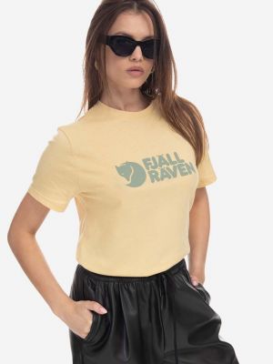 Тениска с дълъг ръкав с принт Fjallraven жълто