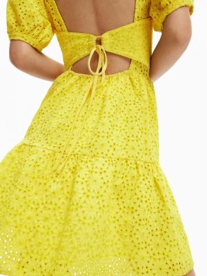 Хлопковое платье мини Desigual желтое