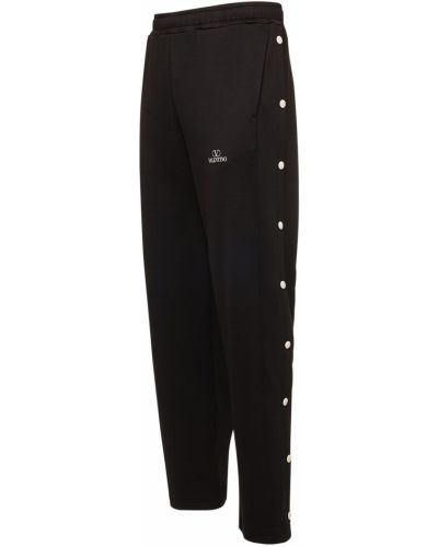 Βαμβακερό αθλητικό παντελόνι από ζέρσεϋ Valentino μαύρο