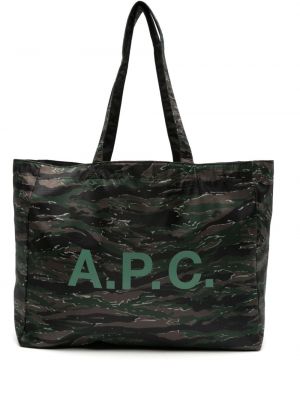 Maskáčový nákupná taška s potlačou A.p.c.
