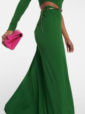 Sukienka długa z dżerseju Victoria Beckham zielona