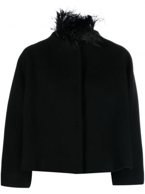 Czarna kurtka wełniana w piórka Antonelli