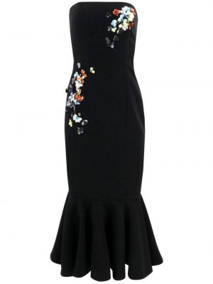 Midi haljina s cvjetnim printom Cinq A Sept crna