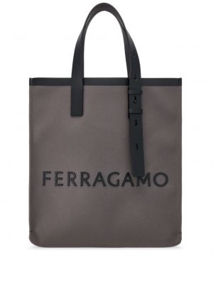 Kožená nákupná taška Ferragamo sivá