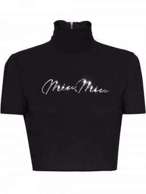 Brodert crop top Miu Miu svart