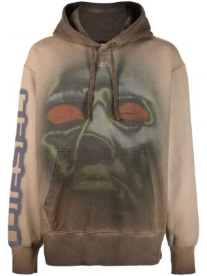 Hoodie med broderi Diesel brun