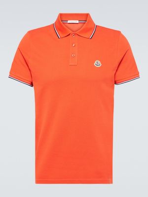 Памучна поло тениска Moncler оранжево
