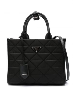 Ватирани шопинг чанта Prada черно