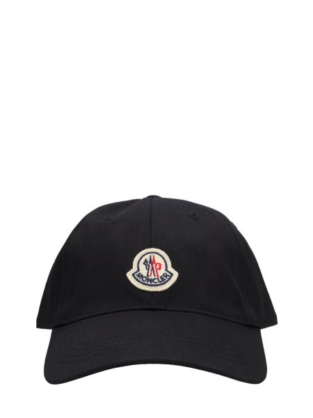 Medvilninis siuvinėtas kepurė su snapeliu Moncler juoda