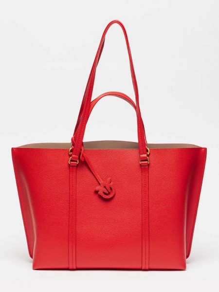 Кожаная сумка шоппер Pinko красная